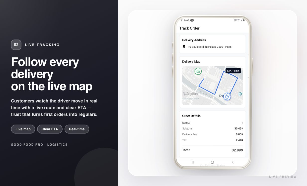 Live delivery tracking